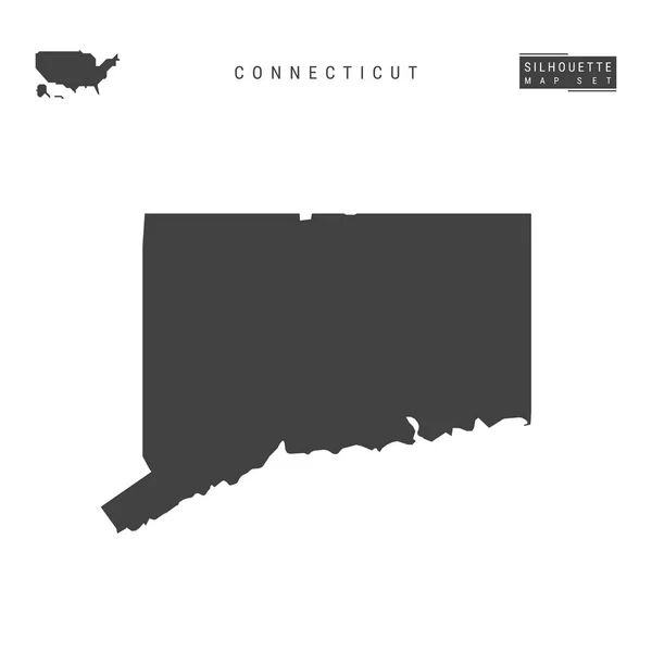 Connecticut USA State Vector karta isolerad på vit bakgrund. Hög detaljerad svart silhuett karta över Connecticut — Stock vektor