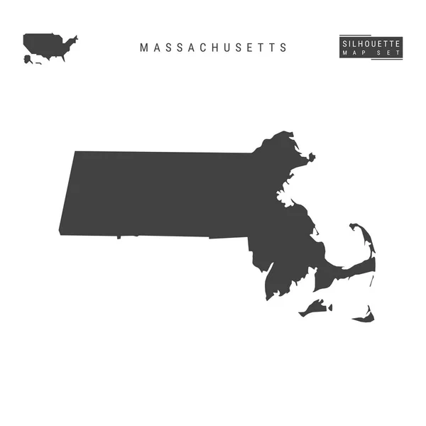 Massachusetts USA State Vector karta isolerad på vit bakgrund. Hög detaljerad svart silhuett karta över Massachusetts — Stock vektor