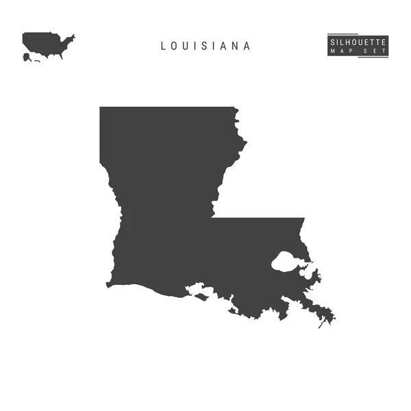 Carte vectorielle de l'État américain de Louisiane isolée sur fond blanc. Carte de la Louisiane sur silhouette noire détaillée — Image vectorielle