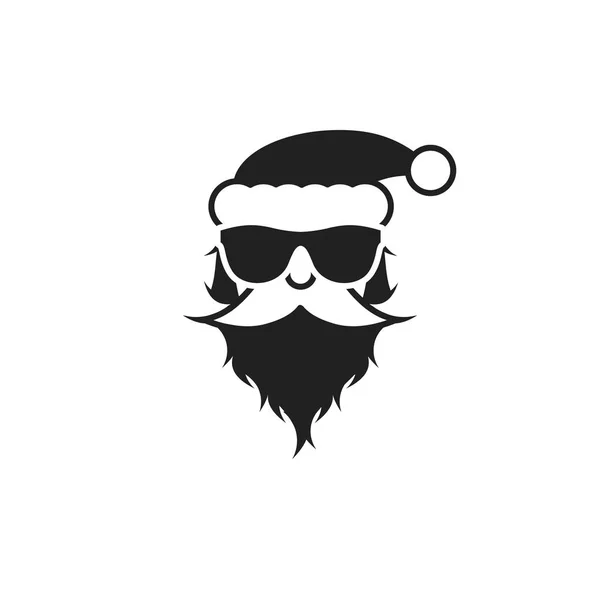 Kerstman in zonnebril. Zwart-wit portret. Vector illustratie — Stockvector