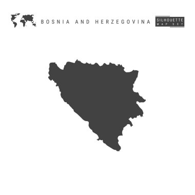 Bosna-Hersek Vektör Haritası Beyaz Arka Plan üzerine izole edilmiştir. Bosna Yüksek Detaylı Siyah Siluet Haritası