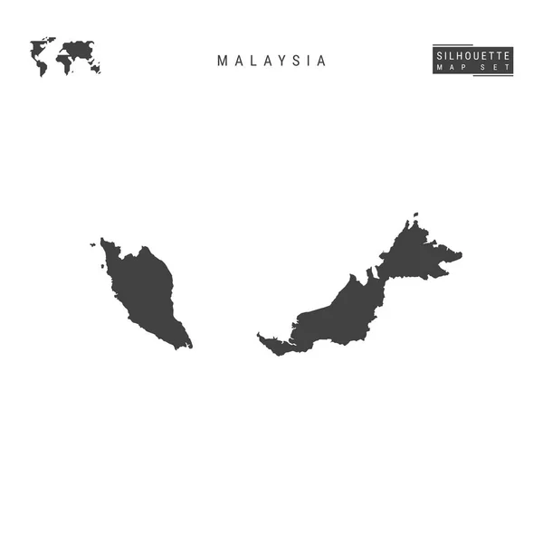 Malasia mapa vectorial aislado sobre fondo blanco. Mapa de silueta negra de Malasia detallado — Archivo Imágenes Vectoriales