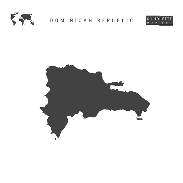 Vektorová mapa Dominikánské republiky izolovaná na bílém pozadí. Velmi detailní mapa černé siluety Dominikánské republiky — Stockový vektor
