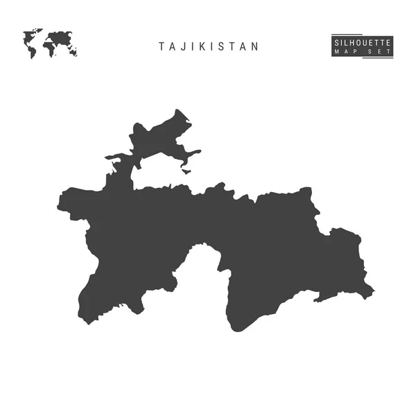 Tacikistan Vektör Haritası Beyaz Arka Plan üzerine izole. Tacikistan Yüksek Detaylı Siyah Siluet Haritası — Stok Vektör