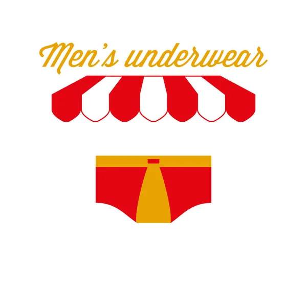 Señal de ropa interior masculina, emblema. Tienda de toldo de rayas rojas y blancas. Ilustración vectorial — Archivo Imágenes Vectoriales