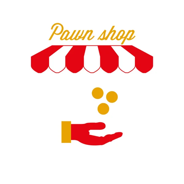 Pawnshop Sign, Emblem. Tenda a strisce rossa e bianca. Illustrazione vettoriale — Vettoriale Stock
