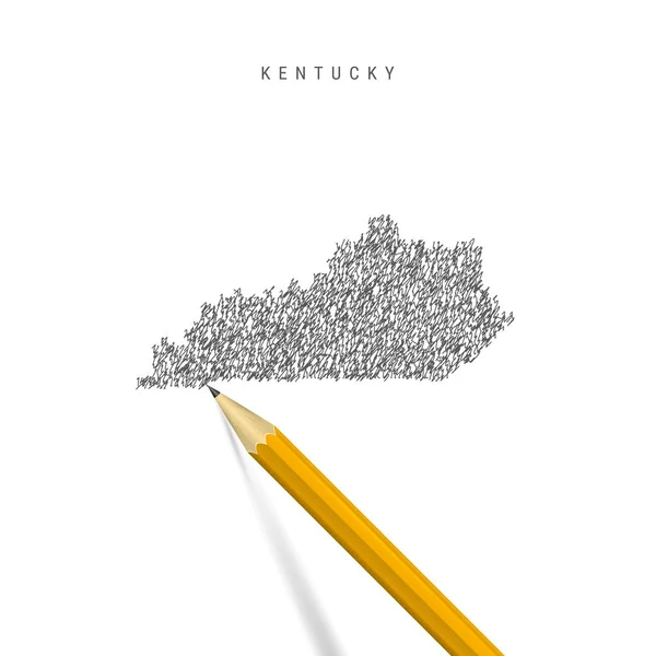 Kentucky bosquejo garabato mapa aislado sobre fondo blanco. Mapa vectorial dibujado a mano de Kentucky . — Vector de stock