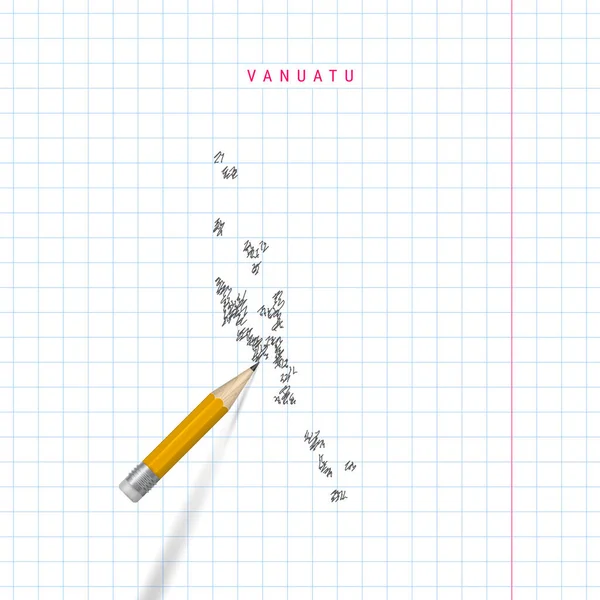 Vanuatu szkic bazgroły wektor mapa narysowana na szachownicy szkolnej notebooka tło papieru — Wektor stockowy