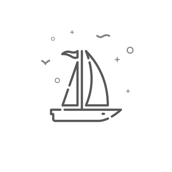 Sailing yacht simple vector line icon. Symbol, pictogram, sign. Light background. Editable stroke — Stock Vector