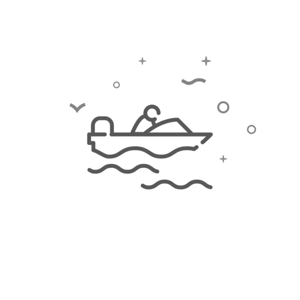 Powerboat ícone de linha vetorial simples. Símbolo, pictograma, sinal. Fundo claro. AVC editável — Vetor de Stock