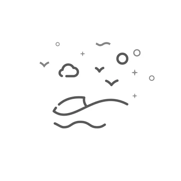 Sea wave simple vector line icon. Symbol, pictogram, sign. Light background. Editable stroke — 스톡 벡터