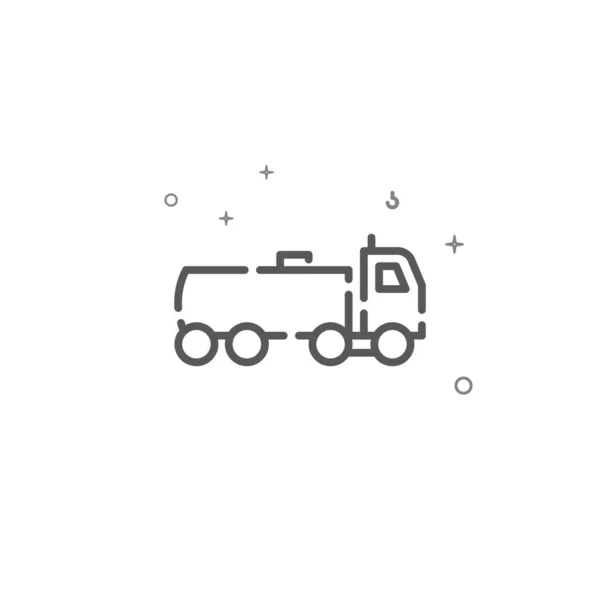 Jednoduchá ikona vektorového vedení cisternového vozu s benzinem. Symbol, piktogram, podpis. Světlé pozadí. Upravitelný tah — Stockový vektor