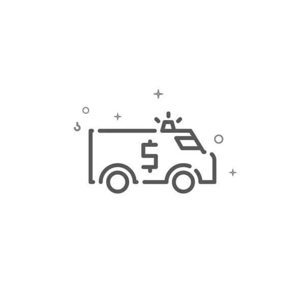 Money transportation truck simple vector line icon. Symbol, pictogram, sign. Light background. Editable stroke — ストックベクタ