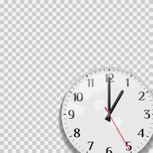 再生された透明な背景に影を持つオフィスの時計の顔。ベクターイラスト — ストックベクタ