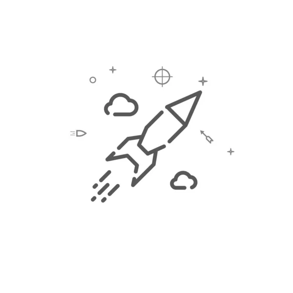 Ballistische Rakete einfache Vektorlinie Symbol. Symbol, Piktogramm, Schild. heller Hintergrund. editierbarer Schlaganfall — Stockvektor