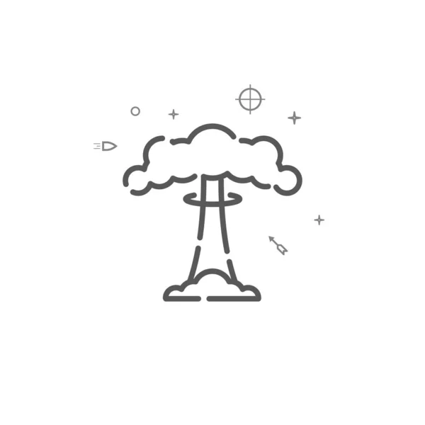 Nucleaire explosie eenvoudige vectorlijn icoon. Symbool, pictogram, teken. Lichte achtergrond. Aanpasbare beroerte — Stockvector