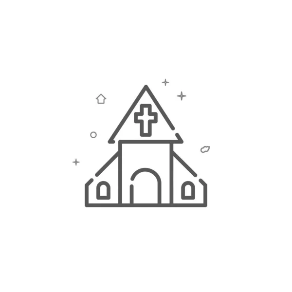Köy kilisesi basit vektör çizgisi ikonu. Sembol, piktogram, işaret. Hafif arkaplan. Düzenlenebilir vuruş — Stok Vektör