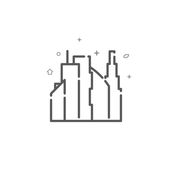 Stor stad enkel vektor linje ikon. Symbol, piktogram, tecken. Ljus bakgrund. Redigerbar stroke — Stock vektor