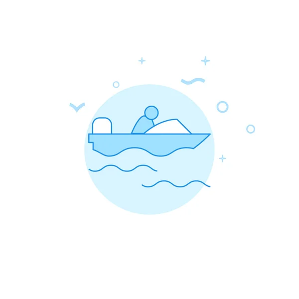 Powerboat, motorboat flat vector icon. Filled line style. Blue monochrome design. Editable stroke — Stock Vector