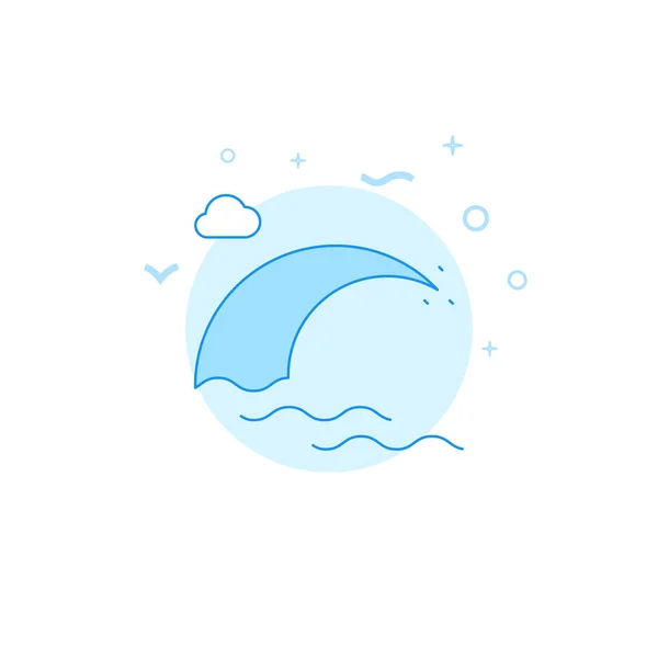Grande vague de la mer icône vectorielle plat. Style de ligne rempli. Design monochrome bleu. Course modifiable — Image vectorielle