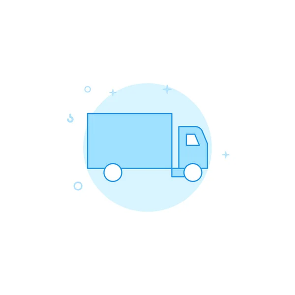Fourgon de livraison, icône vectorielle plate camion. Style de ligne rempli. Design monochrome bleu. Course modifiable — Image vectorielle