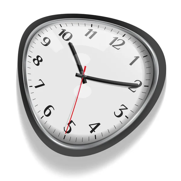 Roztavené hodiny, zkreslený ciferník se stínem izolovaným na bílém. Vektorová ilustrace — Stockový vektor