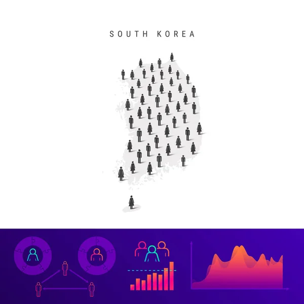 사람들 지도만들어 실루엣 여성이 있습니다 통계입니다 일러스트 — 스톡 벡터