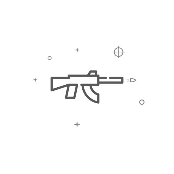 Rifle Assalto Kalashnikov Ícone Linha Vetorial Simples Símbolo Armas Pictograma — Vetor de Stock
