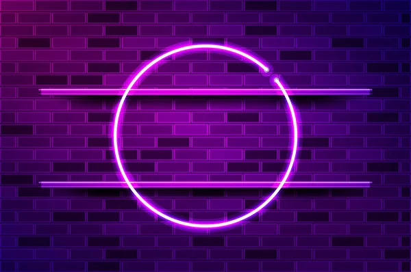 Ronde Cirkel Gloeiende Paarse Neon Frame Realistische Vector Illustratie Paarse — Stockvector