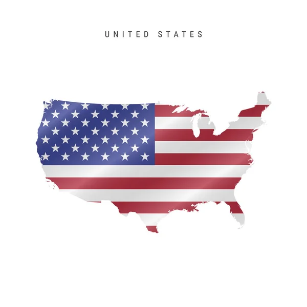 Λεπτομερής Κυματιστός Χάρτης Των Ηνωμένων Πολιτειών Διανυσματικός Χάρτης Σημαία Μάσκα — Διανυσματικό Αρχείο