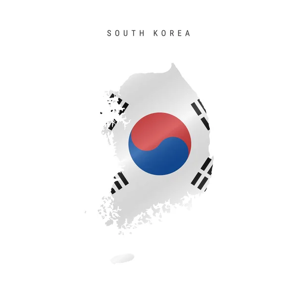 Mapa Corea Del Sur Detallado Con Bandera Corea Del Sur — Vector de stock