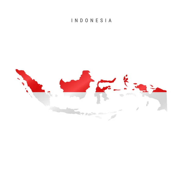 印度尼西亚的详细的挥旗地图 带有蒙面旗的矢量图 — 图库矢量图片