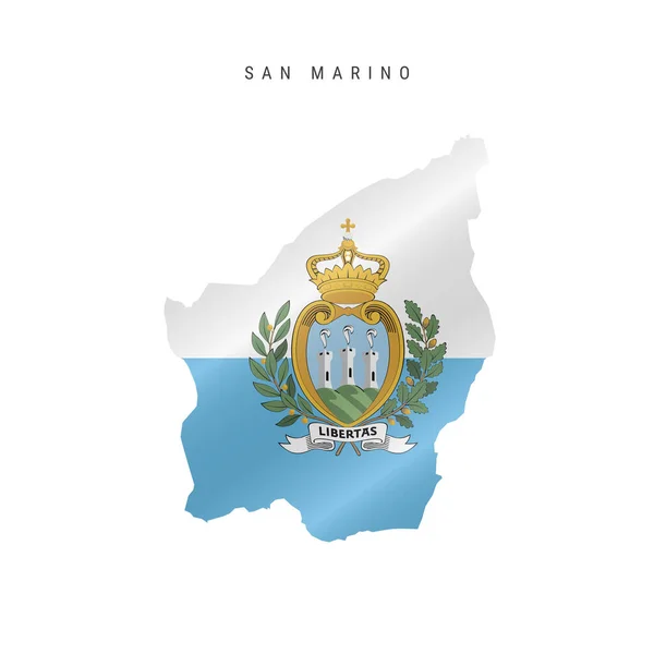サンマリノの詳細な波状の旗の地図 マスクフラグ付きベクトルマップ — ストックベクタ