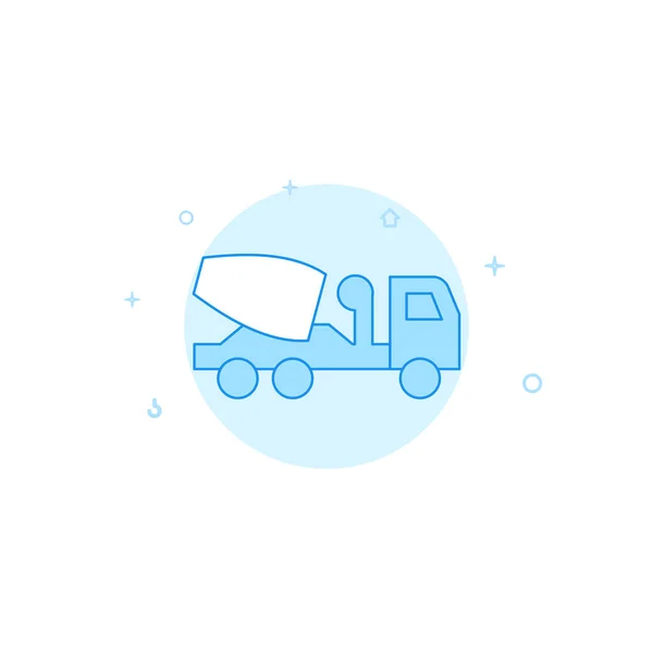 Concrete Mixer Truck Vector Icoon Platte Illustratie Gevulde Lijn Stijl — Stockvector