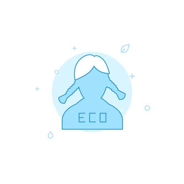 Eco Activist Girl Pigtails Vector Icon Flat Illustration Filled Line — Stock Vector