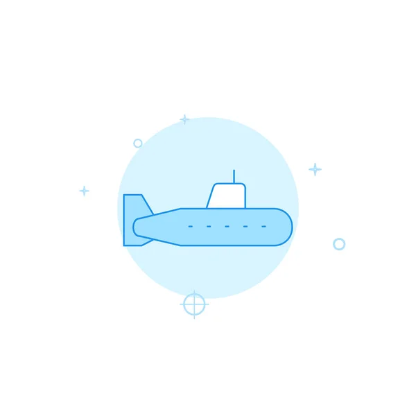 Значок Вектора Подводной Лодки Плоская Иллюстрация Заполненный Стиль Линии Синий — стоковый вектор