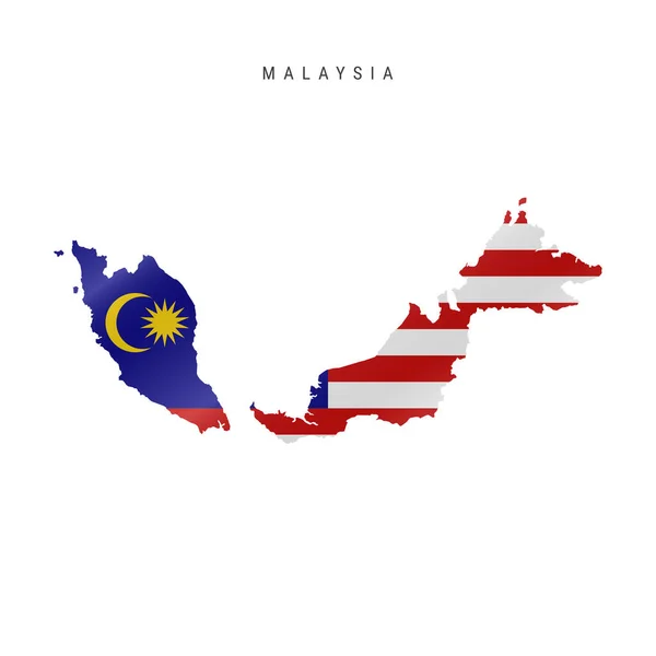 Mapa Malasia Detallado Ondulación Bandera Mapa Vectorial Con Bandera Enmascarada — Archivo Imágenes Vectoriales