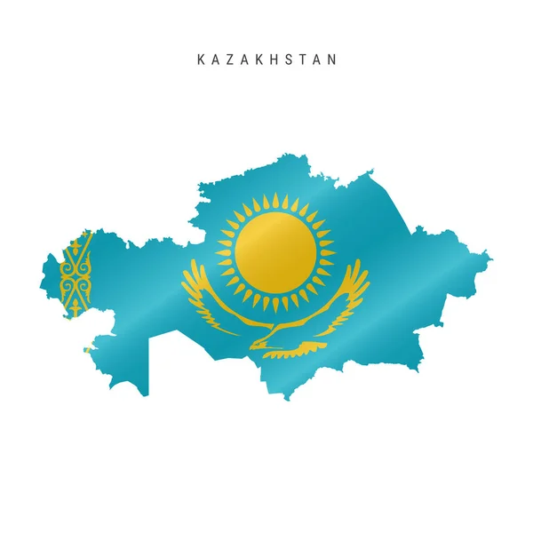 Gedetailleerde Vlaggenkaart Van Kazachstan Vectorkaart Met Gemaskerde Vlag — Stockvector