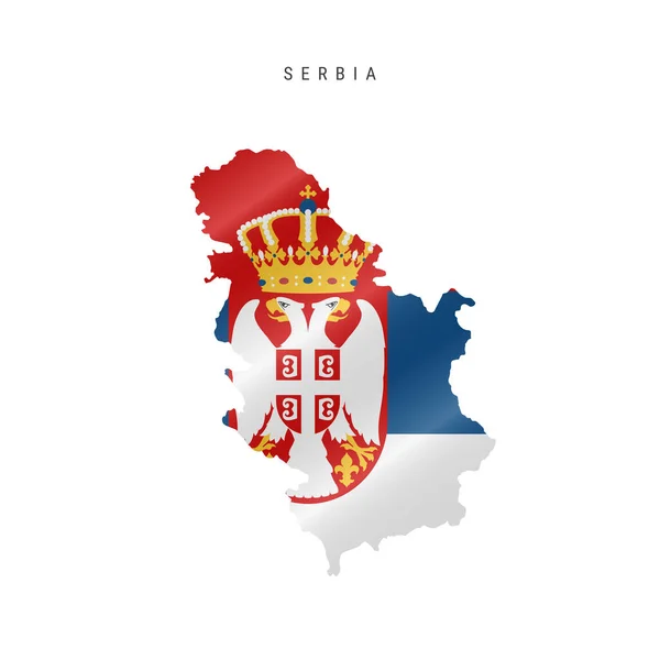 塞尔维亚的详细的挥旗地图 带有蒙面旗的矢量图 — 图库矢量图片