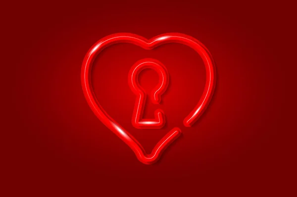 Keyhole Corazón Rojo Resplandeciente Símbolo Plantilla Tarjeta Ilustración Vectorial Realista — Archivo Imágenes Vectoriales