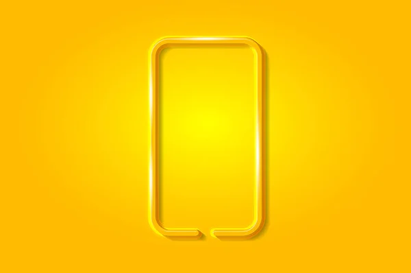 Smartphone Glowing Symbol Card Template Realistic Vector Illustration Yellow Background — Stock Vector