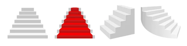 Scala Vettoriale Realistica Vista Frontale Vista Frontale Con Tappeto Rosso — Vettoriale Stock