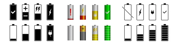 Battery Charging Icon Set Flat Icons Smartphone Power Empty Full — Stock Vector
