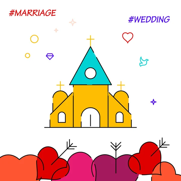 Kirche Kapelle Gefüllte Zeilenvektorsymbol Einfache Abbildung Hochzeit Bezogene Untere Grenze — Stockvektor