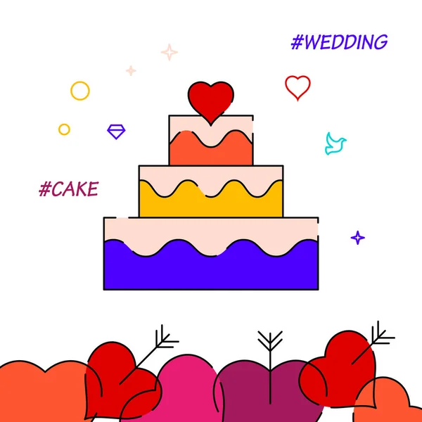Ikon Vektor Kue Pernikahan Ilustrasi Sederhana Batas Bawah Pernikahan - Stok Vektor