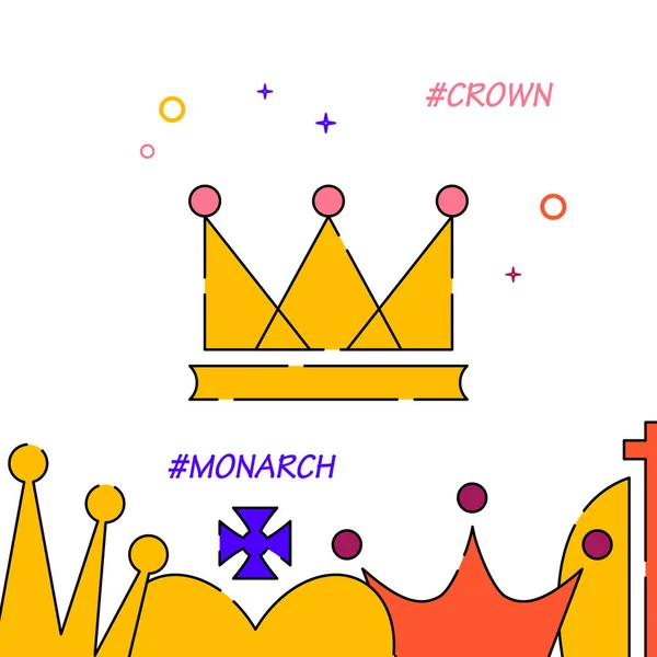 Corona Reale Riempito Icona Vettoriale Linea Semplice Illustrazione Corona Reale — Vettoriale Stock