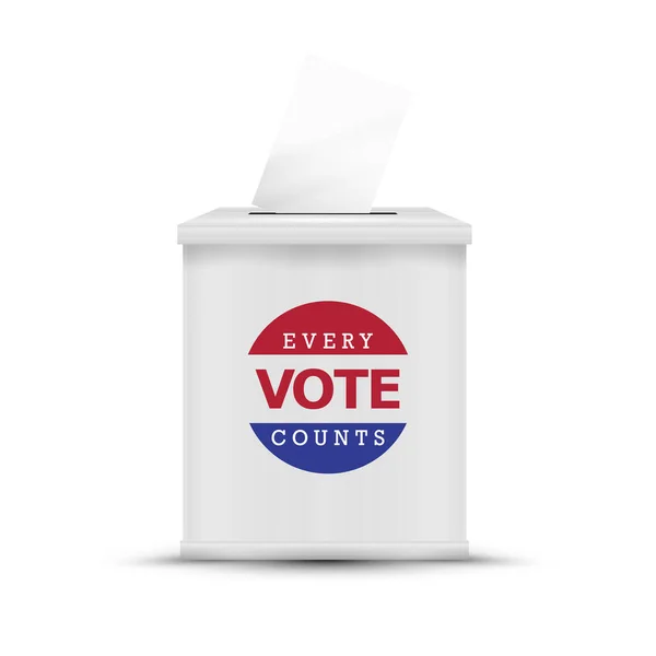 Біла Коробка Голосування Ізольована Кожен Голос Має Значення Президентські Вибори — стоковий вектор