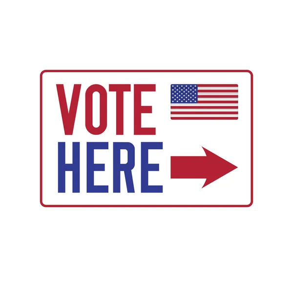 Stem Hier Stembureau Teken 2020 Amerikaanse Presidentsverkiezingen Vectorillustratie — Stockvector