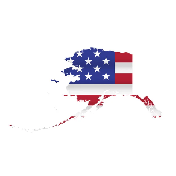 Mapa Bandeira Estado Alasca Isolado Branco Ilustração Vetorial — Vetor de Stock
