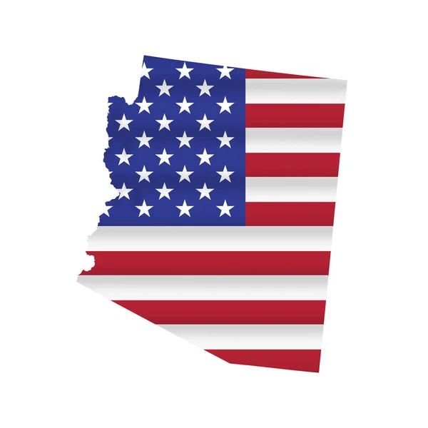 アリゾナ州の州旗の地図は白で孤立している ベクターイラスト — ストックベクタ
